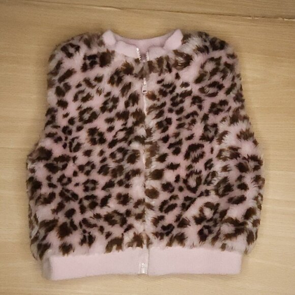 Starting Out Other - Starting Out Infant Girls Pink Leopard Print Faux Fur Vest 9 Months